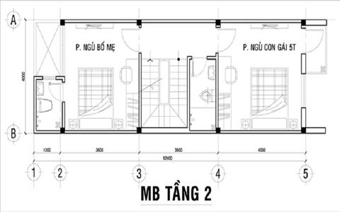 Mặt bằng tầng 2 nhà ống 3 tầng rộng 4x12m anh Tuấn-NO186041