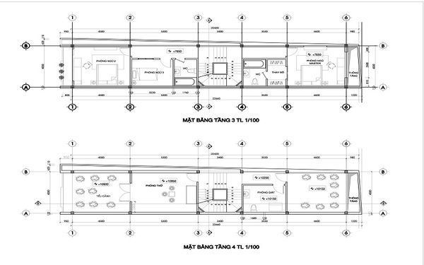 Mặt bằng tầng 3 và 4 nhà ống 4 tầng kết hợp kinh doanh-NO187051