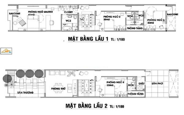 Nhà ống 2 tầng thiết kế có 4 phòng ngủ 3 thế hệ - NO187126