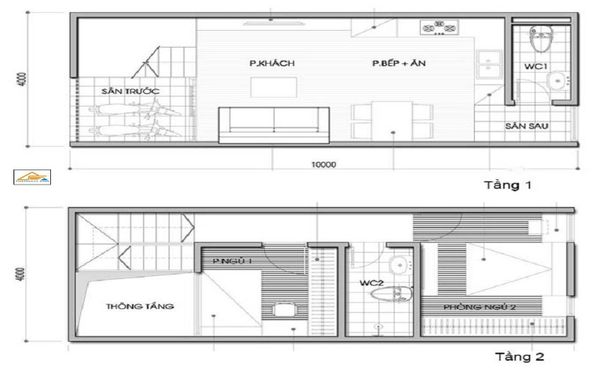 Tham khảo bố trí nội thất bên trong thiết kế nhà ống 2 tầng 40m2